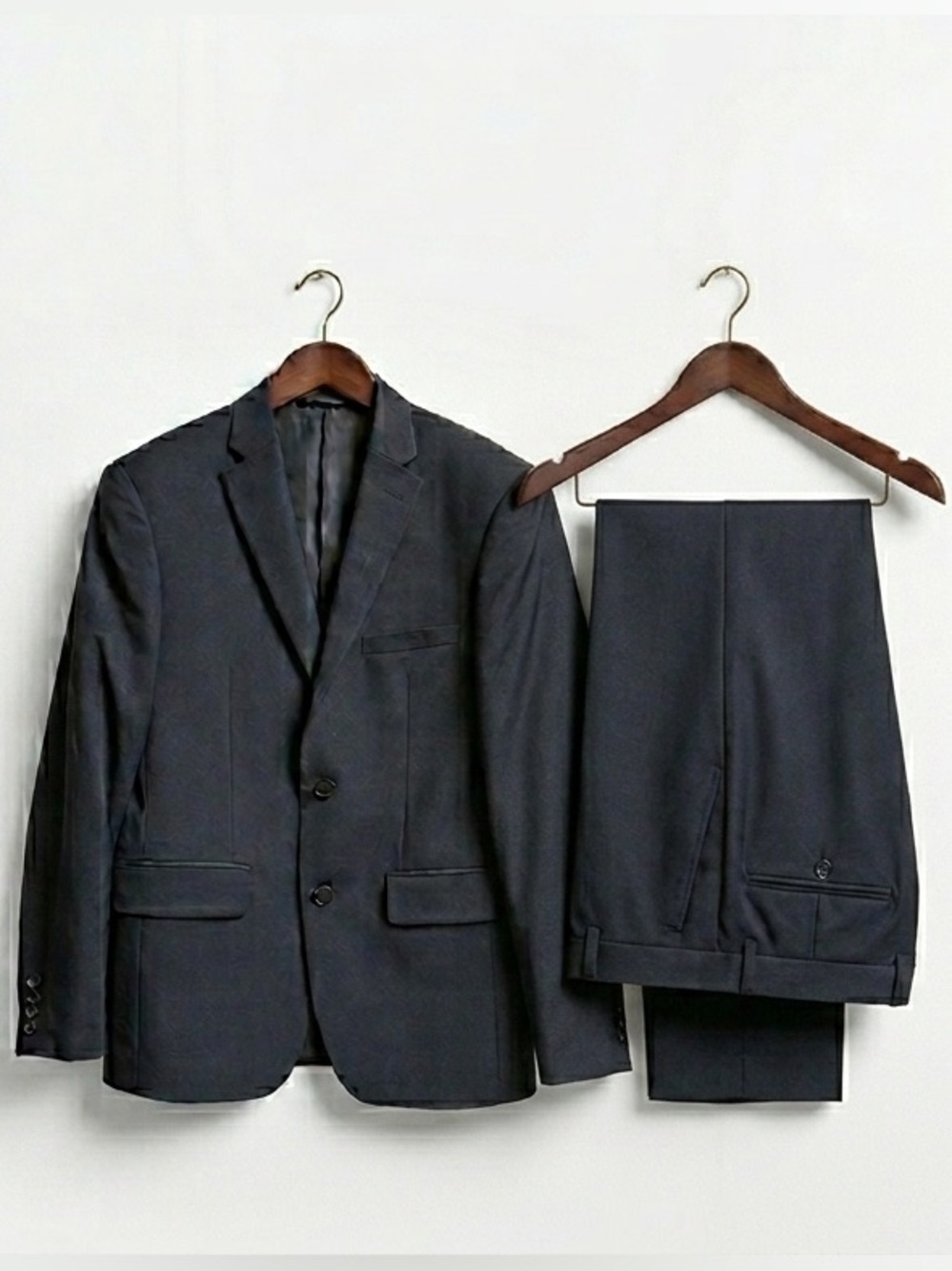 DKNY Midnight Blue 100% Wool 2 Piece Tailored Suit Jacket Trousers 38S